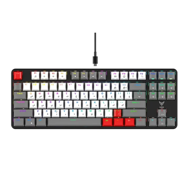 کیبورد گیمینگ هیسکا مدل HX-KEG440، سوییچ مکانیکال آبی، Tenkeyless، نورپردازی RGB 102752800